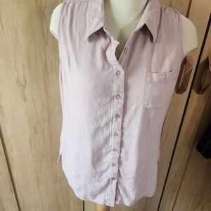 WEATHERPROOF Lavender Linen Blend Sleeveless Button Up Shirt Size G